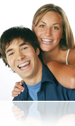 Smiling boy wearing braces
